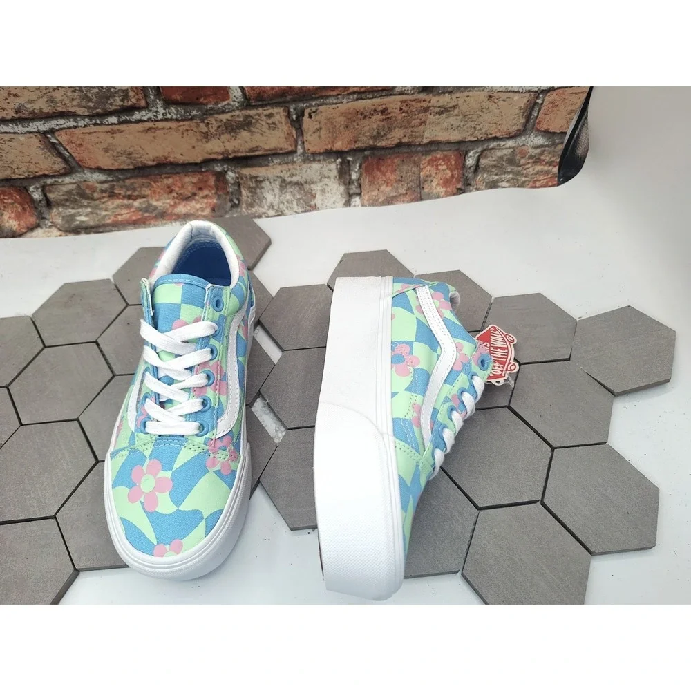Vans Old Skool Stacked 2in Platform 70s Groovy Floral Checkerboard Women 5.5 /4Y - Picture 11 of 11